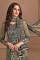 Satin Georgette Palazzo Suits in Grey with Satin Georgette