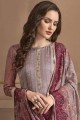 Satin Georgette Palazzo Suits in mauve Pink with dupatta