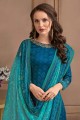Satin Georgette Blue Palazzo Suits in Satin Georgette