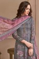 Satin Georgette Palazzo Suits with Satin Georgette in Grey