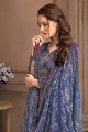 Satin Georgette Palazzo Suits in Blue with dupatta