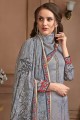 Satin Georgette Grey Palazzo Suits with dupatta