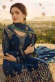 Blue Palazzo Suits with Satin Georgette