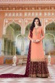 Sharara Suits in Peach Satin with Satin