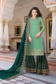 Light Green Satin Sharara Suits in Satin