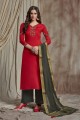 Red Silk Palazzo Suits in Silk