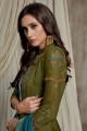 Olive Green Pallazzo Pant Palazzo Suits in Silk with Silk