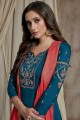 Blue Silk Palazzo Suits with dupatta