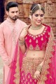 Latest Ethnic Rani pink Velvet Bridal Lehenga Choli