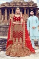 Stunning Red Velvet Bridal Lehenga Choli