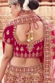 Pink,magenta Velvet Bridal Lehenga Choli