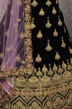 Dark purple Velvet Bridal Lehenga Choli