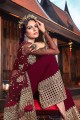 Net Anarkali Suits in Maroon with dupatta