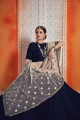 Dazzling Navy Blue Lehenga Choli in Art Silk with Embroidery