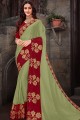 Light Green Saree in Embroidered Georgette