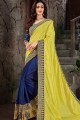 Pear Green & Royal Blue  Art Silk Embroidered Saree with Blouse