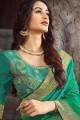 Saree in Sea Green & Cream Art Silk with Embroidered