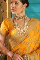 Exquisite Mustard Yellow Embroidered Silk Saree