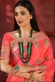 Fuschia Pink  Saree with Embroidered Silk