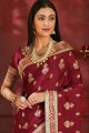 Opulent Maroon Silk Saree with Embroidered