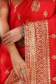 Embroidered Silk Saree in Red