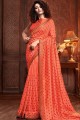 Glorious Orange Silk Saree with Embroidered