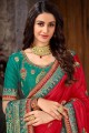 sea green Red Jacquard & Silk & Art Silk Embroidered Saree with Blouse