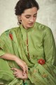 Cotton Satin Palazzo Suits in Green with dupatta