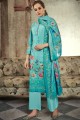 Turquoise Blue  Palazzo Suits with Cotton Satin