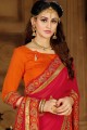 Embroidered Georgette Orange & Red Saree Blouse