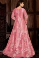 Net Pink Anarkali Suits dupattta