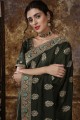 Saree in Forest Green Art Silk with Embroidered