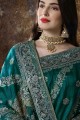 Delicate Art Silk Embroidered Teal Blue Saree with Blouse