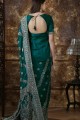 Delicate Art Silk Embroidered Teal Blue Saree with Blouse