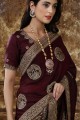 Art Silk Maroon Saree in Embroidered