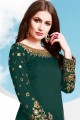 Teal Green Silk Patiala Salwar Patiala Suits with Silk