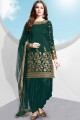 Teal Green Silk Patiala Salwar Patiala Suits with Silk