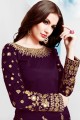 Silk Patiala Suits in wine  with dupatta