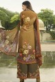 Brown Crepe Palazzo Suits in Crepe