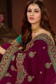 Stunning Saree in Maroon Silk with Embroidered