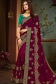 Stunning Saree in Maroon Silk with Embroidered