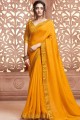 Weaving Saree in Yellow Satin & Silk