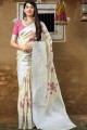 Designer off White Saree in Weaving Art Silk