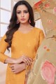 Musturd Yellow  Churidar Suits with Linen Satin