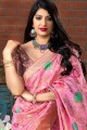 Art Silk Saree with Weaving in Pink