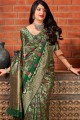 Dark Green Saree in Art Silk with Weaving