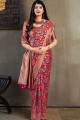 Dark Pink Saree in Weaving Art Silk