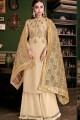 Cream Sharara Suits in Silk with Satin