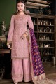 Baby Pink Satin Silk Sharara Suits