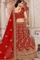 Appealing Red Velvet Bridal Lehenga Choli